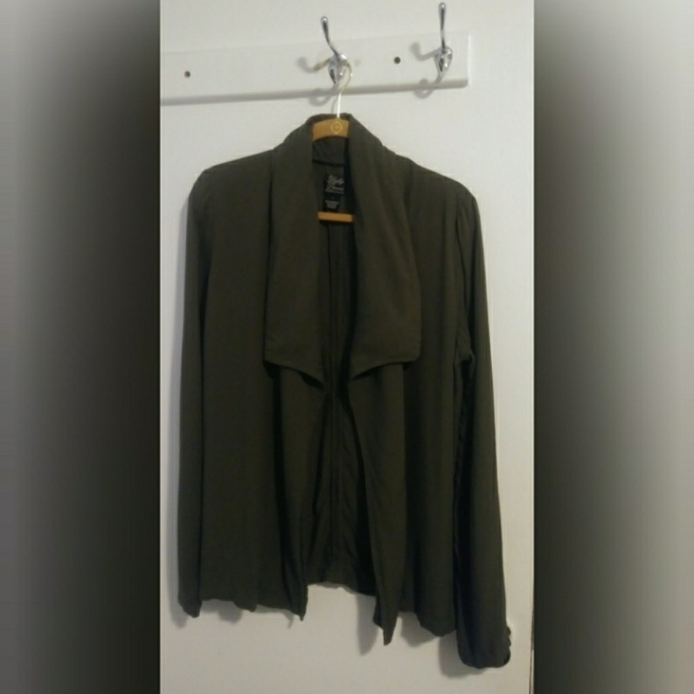 Lucky Brand Open Front Army Green Light Jacket